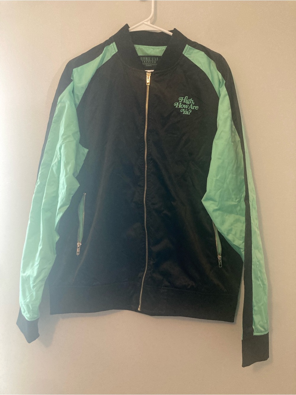 Jeffree Star Black and Mint Green Jacket with Logo Tag